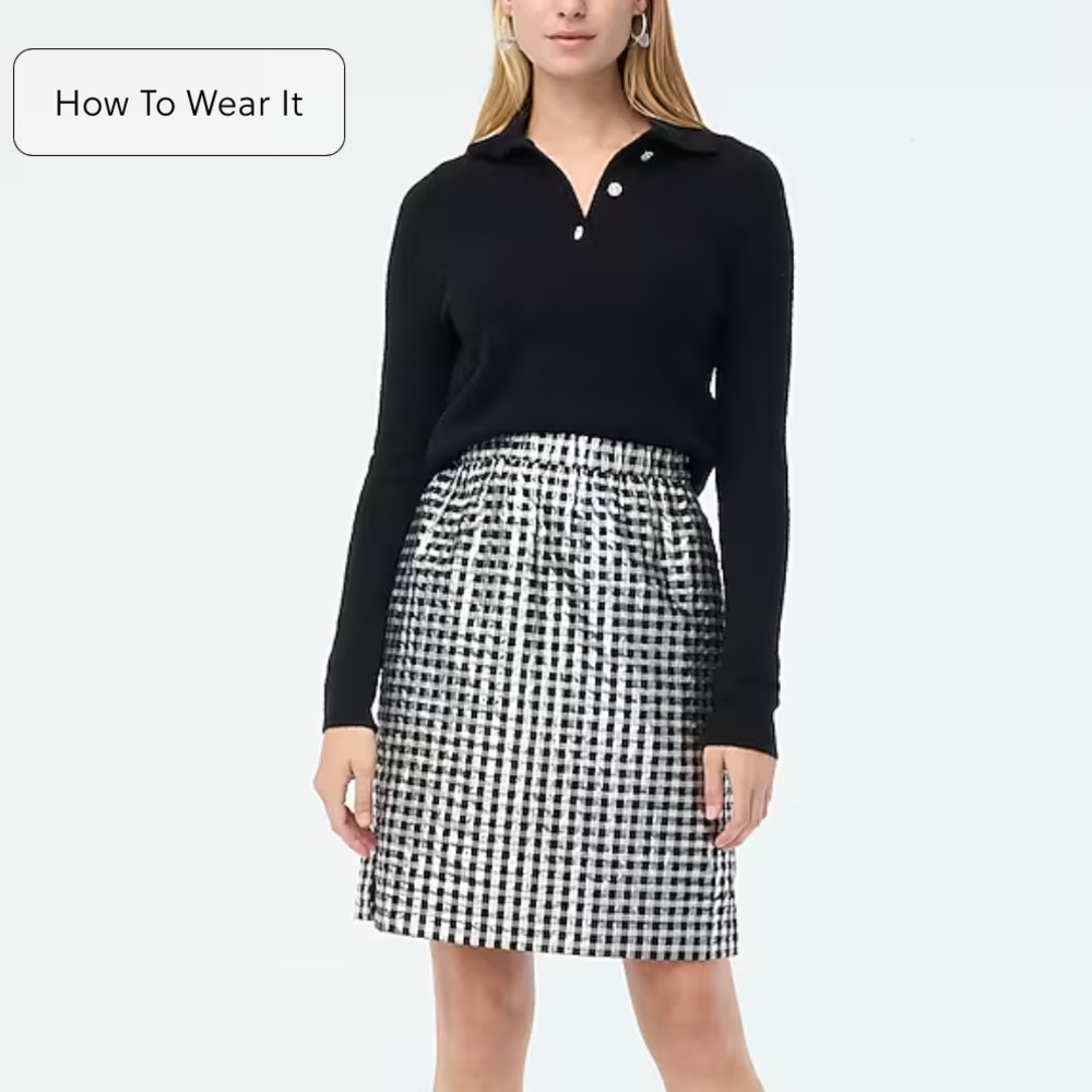 Pull-on shiny gingham skirt WOW NWT